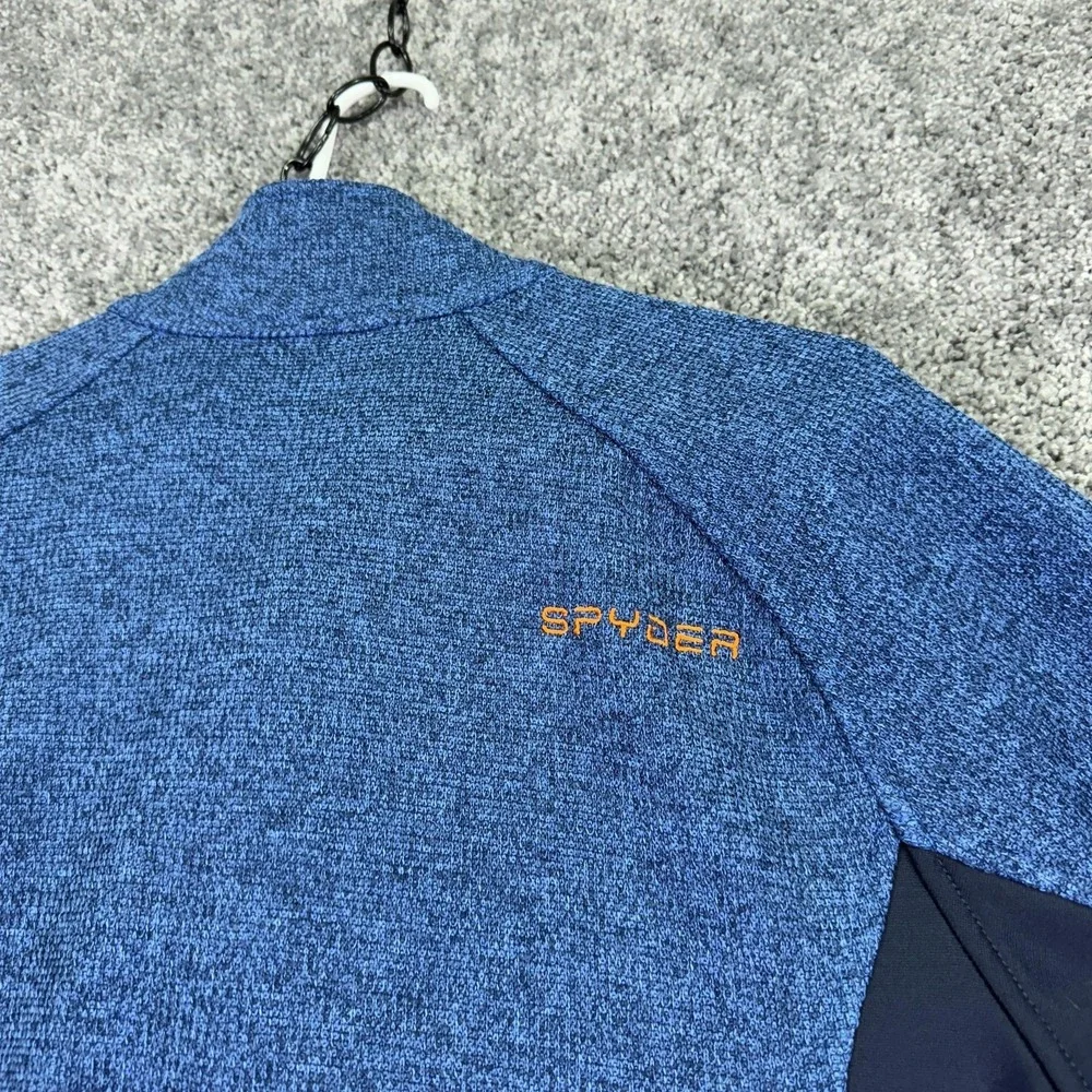 Spyder Sweatshirt Mens Medium Blue 1/4 Zip Fleece Pullover Thermal Ski Hiking